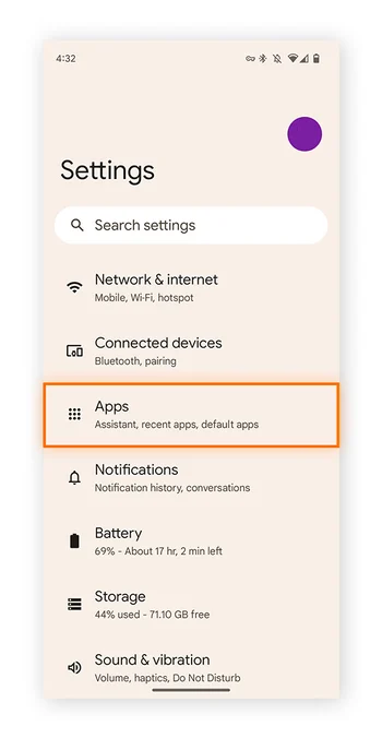 Android 设置菜单的截图