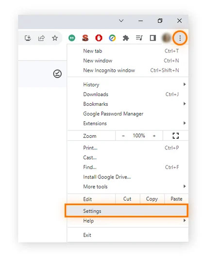 打开 Chrome 并导航到设置。