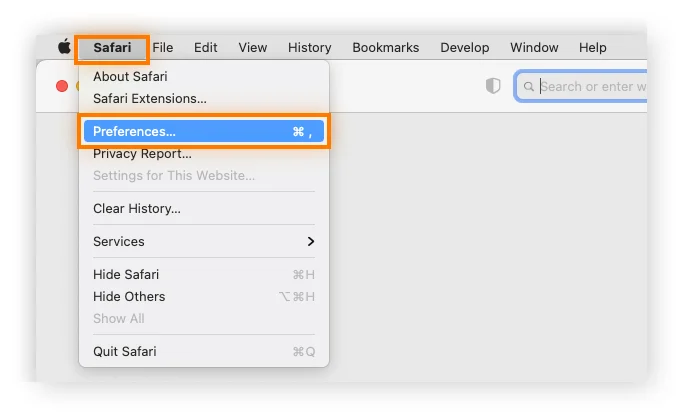 在 Mac 上打开 Safari 偏好设置。