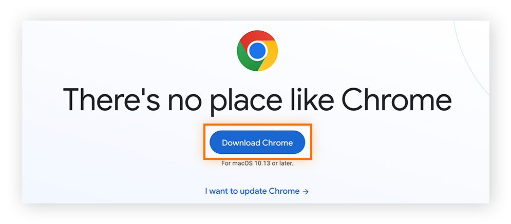 Google Chrome for Mac 页面，突出显示"下载
Chrome"。